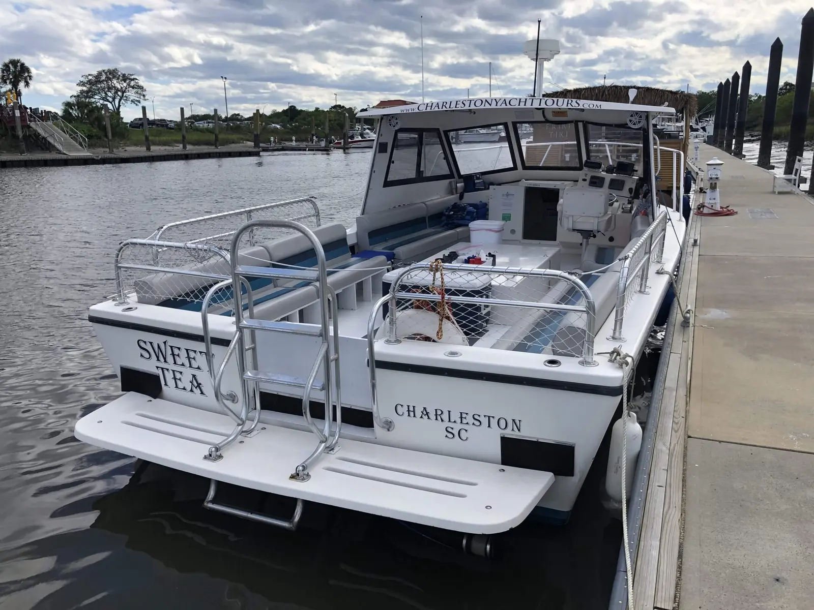 Sweet Tea charter boat docked at the marina